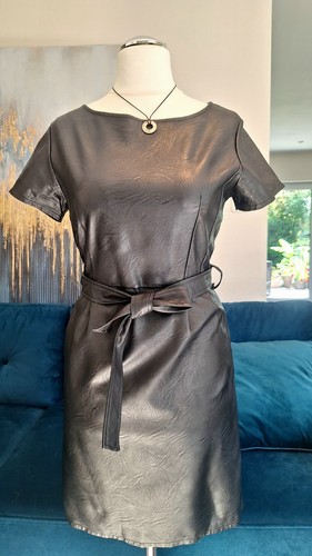 Damen kleid lederkleid - damen, schwarz