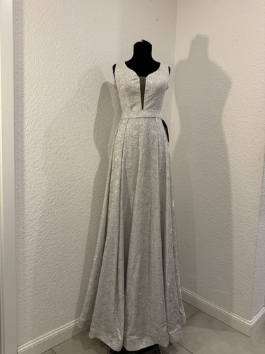 Damen abendkleid hellgrau - abendkleid, in