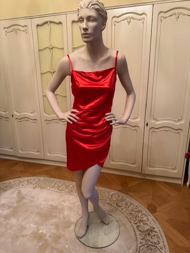Damen kleid rot satin - kleid, gr.
