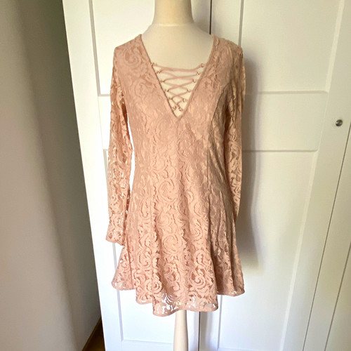 Damen spitzenkleid rosa - h&m,