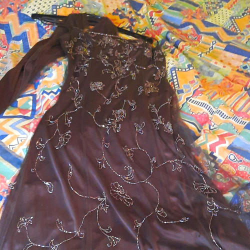 Abendkleid braun lang - , chiffon