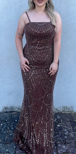 Damen abendkleid braun lang - damen,