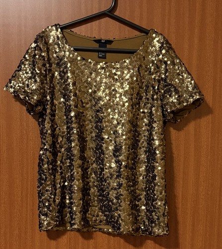 Oberteil shirt pailletten gold - oberteil,