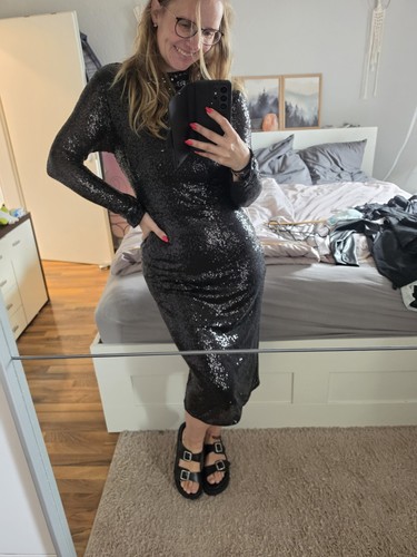 Damen pailletten etuikleid - h&m,