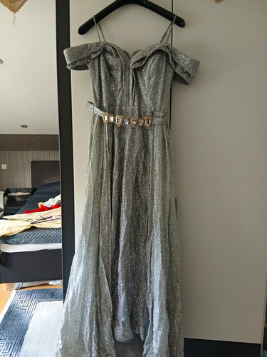 Damen abendkleid lang - lang, silber