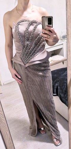 Neu abendkleid lang - lang, taupe